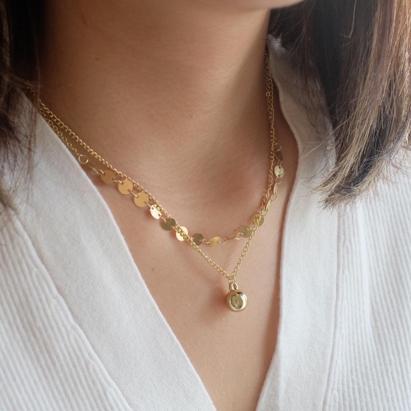 Ark.co - BROOKLYN layer ball necklace kalung rantai tumpuk minimalis