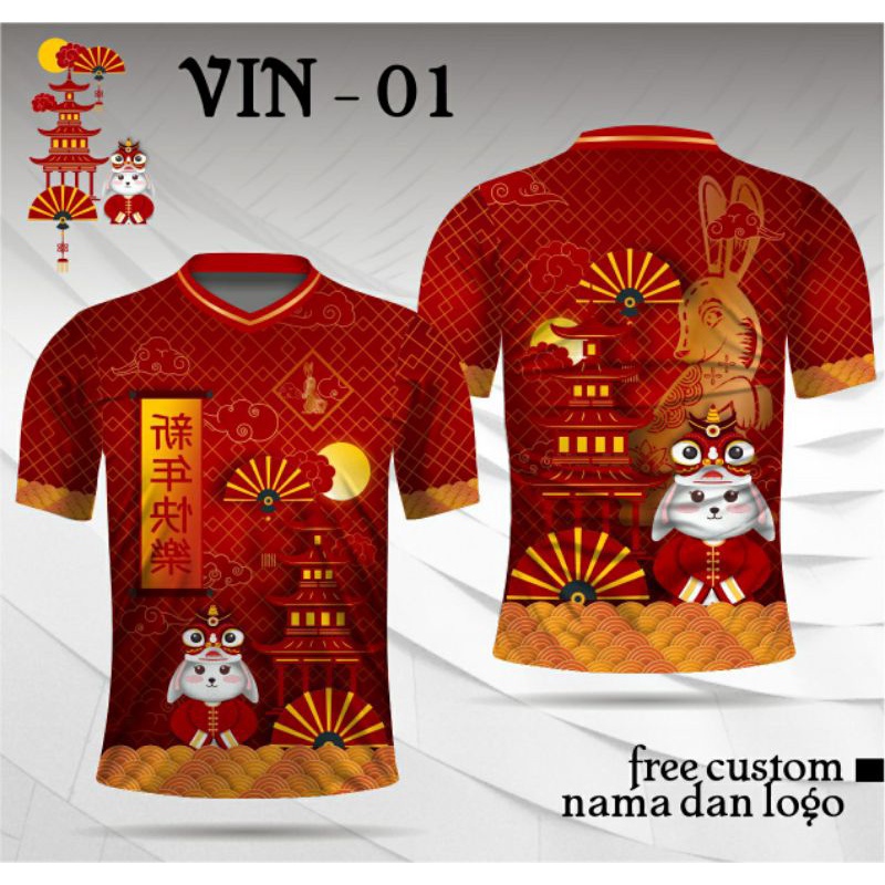 Jersey Imlek 2023 Imlek 2023 shio kelinci lengan pendek