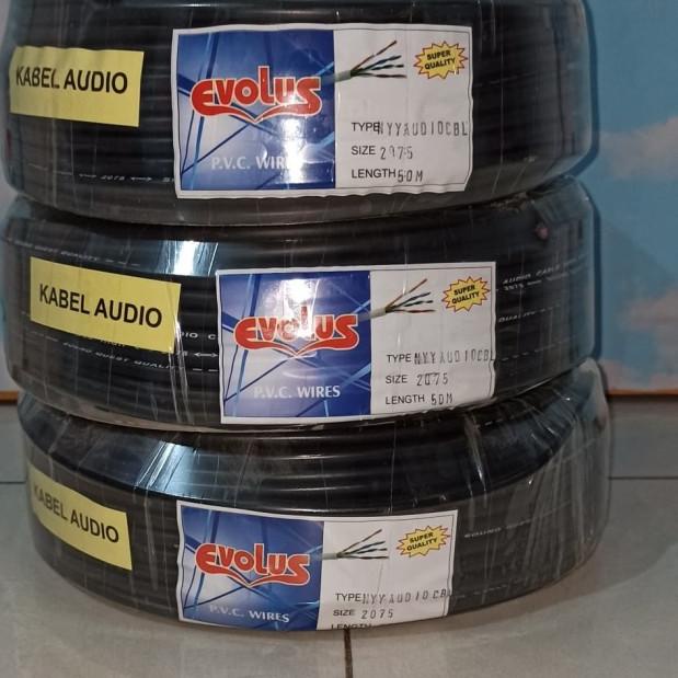 KABEL LISTRIK / AUDIO SERABUT EVOLUS 2X0,75 (50M) - HITAM