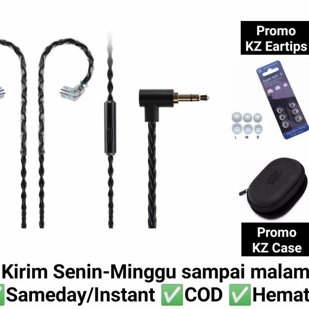 JCALLY JC08S With Mic KABEL UPGRADE for KZ ZSN Pro X KZ DQ6 KZ EDX Pro - Pin B /Dual Pin, No Promo