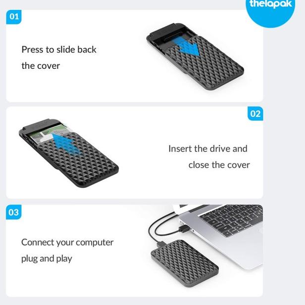 Casing Hardisk External ORICO 2520C3 2.5 SATA USB Type-C HDD Enclosure