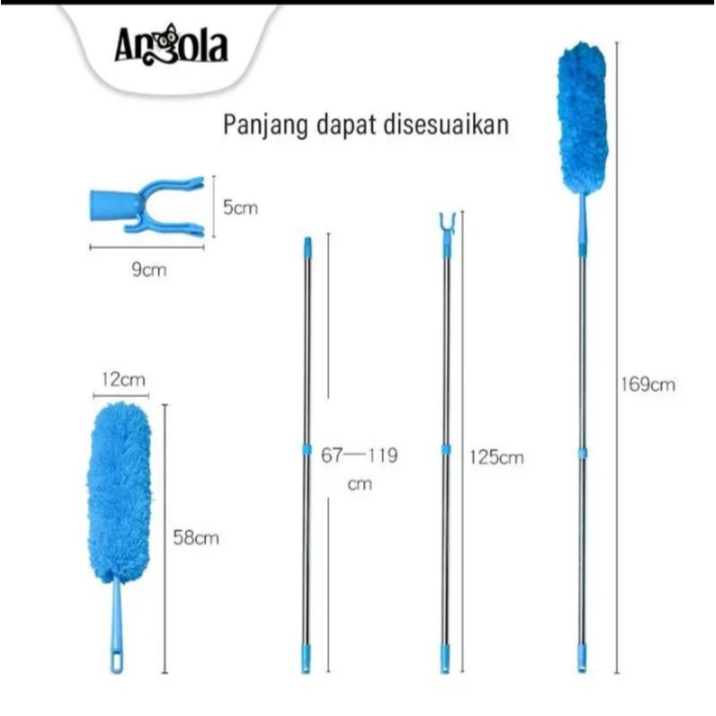 Kemoceng Microfiber Magnet Debu Extendable Flexible Bisa Ditekuk 2.8 Meter