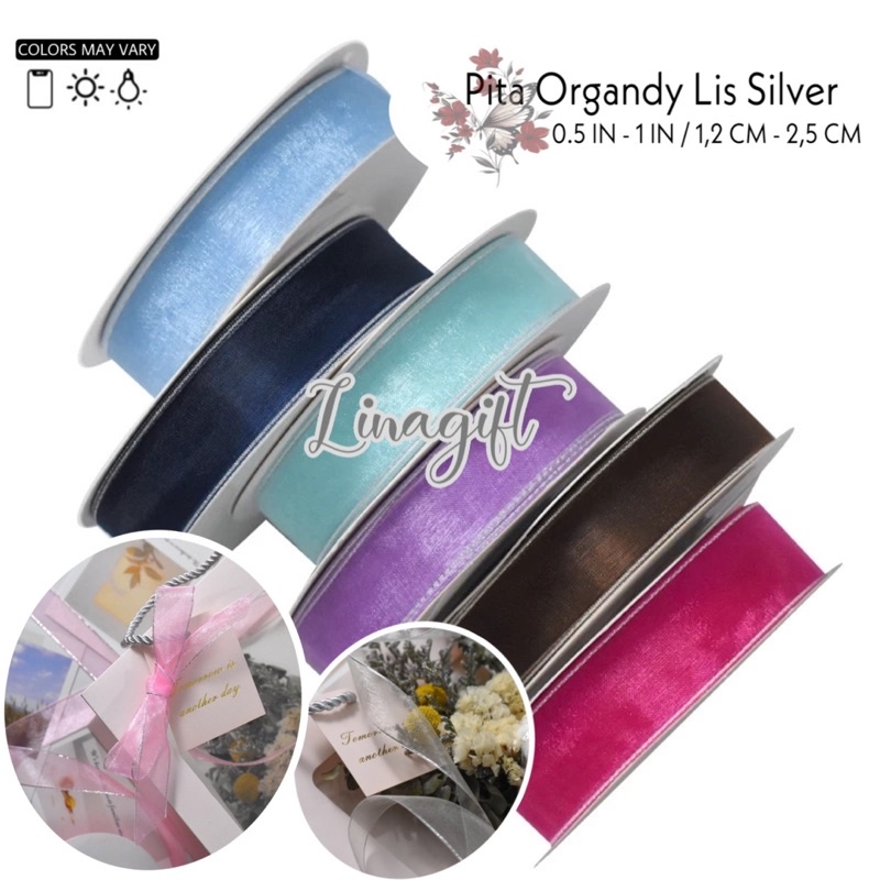 ( 3 Meter ) PITA ORGANDI LIST SILVER 0.5 IN / 1.2 CM / 1/2 INCH PITA ORGANDY LIS PERAK / ORGANZA / KAIN / GOLD LIST / HIASAN KADO / HAMPERS / SOUVENIR / PARCEL