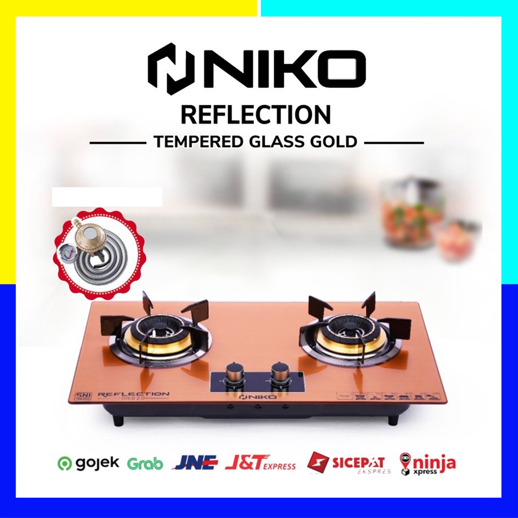 Kompor Gas Tanam Kaca 2 Tungku Niko Reflection 2.0 Gold