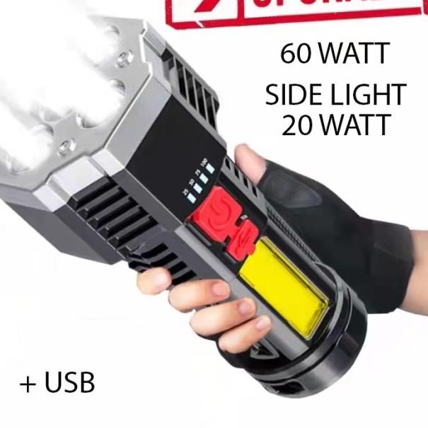 SENTER LED 5 MATA 60W + 20W SUPER TERANG / SENTER CAS LED - SENTER LED