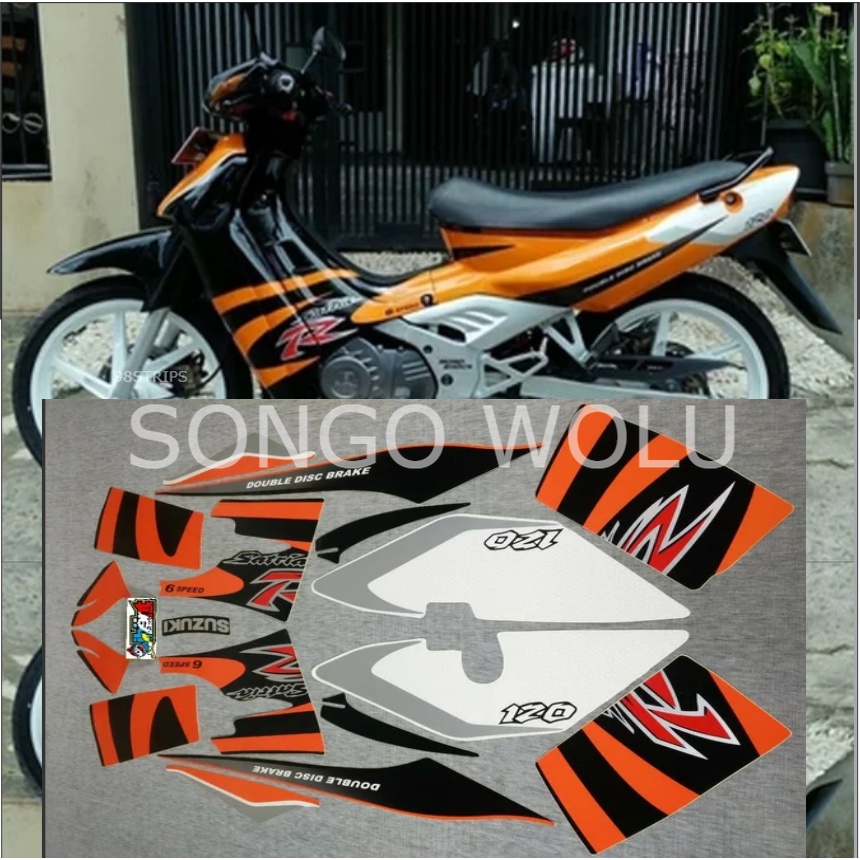 STRIPING SATRIA 2002 2003 OREN ORANGE LUMBA 120R  STIKER LIS STANDAR ORI 120 R