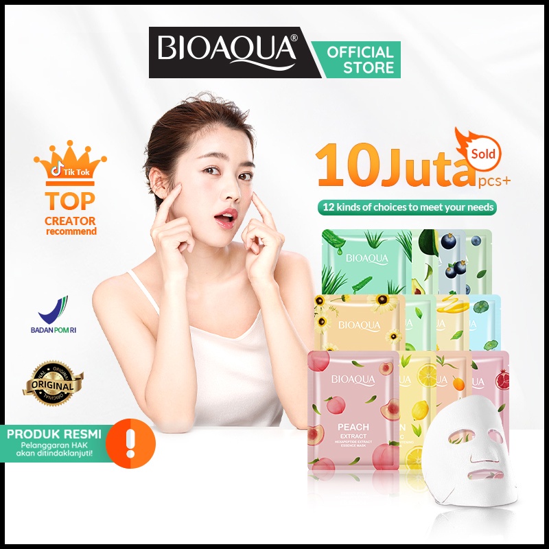 READY BIOAQUA SHEET MASK ISI 50PCS | BIOAQUA SHEET MASK OLD &amp; FRUITI ISI 50PCS / PACK MASKER SHEET MASK BIOAQUA ISI 50