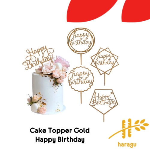 

Cake Topper Happy Birthday Gold