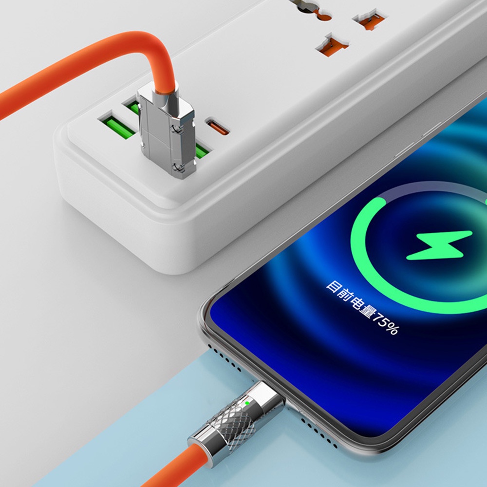 Kabel data / Charger Usb Tipe c fast charging Panjang 1M Dengan Lampu Untuk Apple / Android