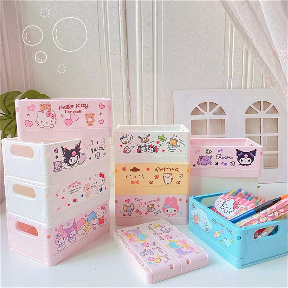 [Elegan] Kotak Penyimpanan Lipat Anime Pinggiran Kawaii Pom Pom Purin Kuromi Stackable Melody Underwear Box