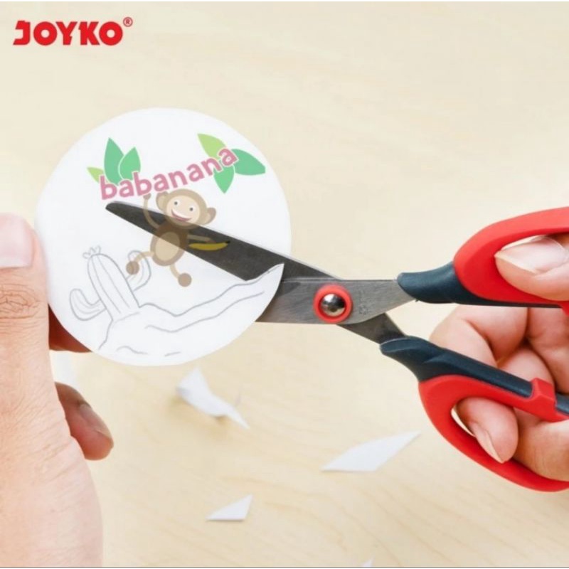 Gunting Joyko SC-15 Merah Scissors pemotong kertas Elastic Handle