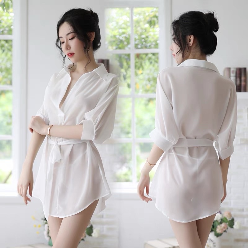 Crystal EVA Lingerie Kemeja Transparan Baju Tidur Kemeja Wanita / Baju Tidur Wanita Dewasa / Baju Dinas Wanita 04