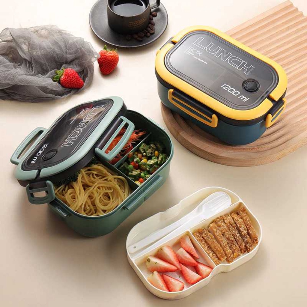 HOMEFAVOR Kotak Makan Bento Lunch Box Double Layer 1200ml