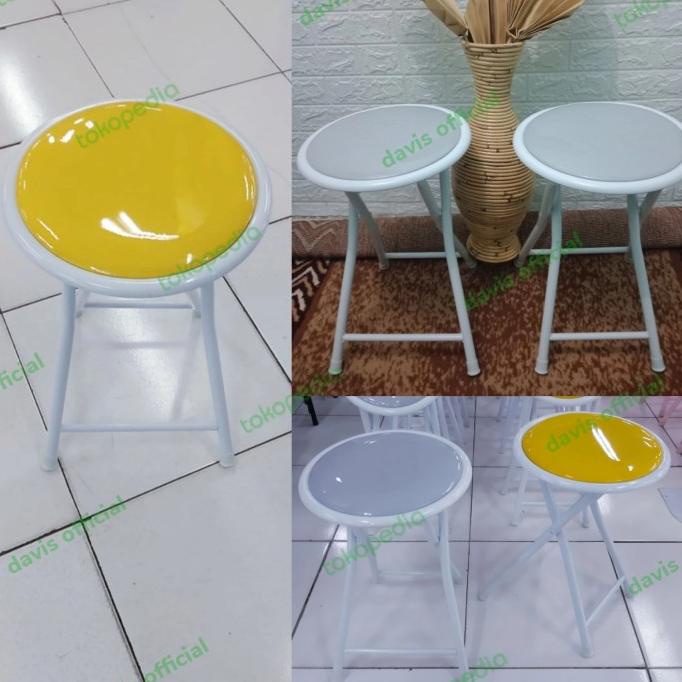 Kursi Lipat Bulat Dudukan Busa Kaki Bahan Besi Metal / Kursi Bakso stock ready