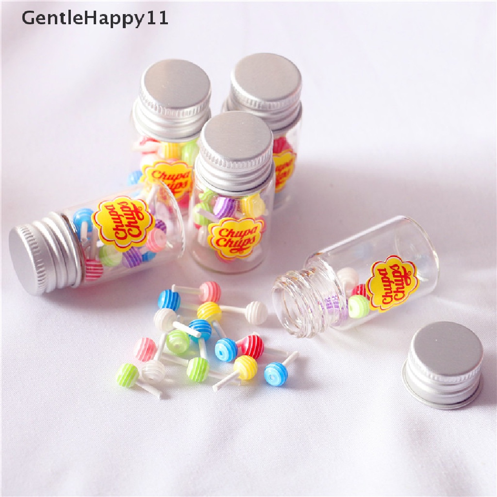 Gentlehappy Mainan Miniatur Permen Lolipop / Dessert / Gula + Case Holder Untuk Aksesoris Rumah Boneka 1 / 12