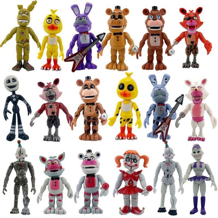 Figure Fnaf Five Nights At Freddy 's Freddy Foxy Bonnie REA 6Pcs 10cm