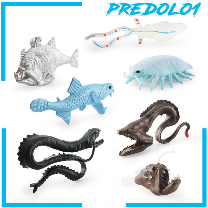 Predolo1 7Pcs Miniatur Figur Hewan Laut Deep Sea Biologi Mini Untuk Mainan Anak