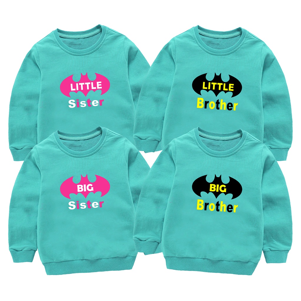 Sweater Anak Sweater Couple Distro 1-10 Tahun Laki Laki Perempuan Unisex Sibling tee Series bat Superhero Family Couple Little Sister Big Sister Little Brother Big Brother kaos bro sis kaos brother sister   T-shirt Glory