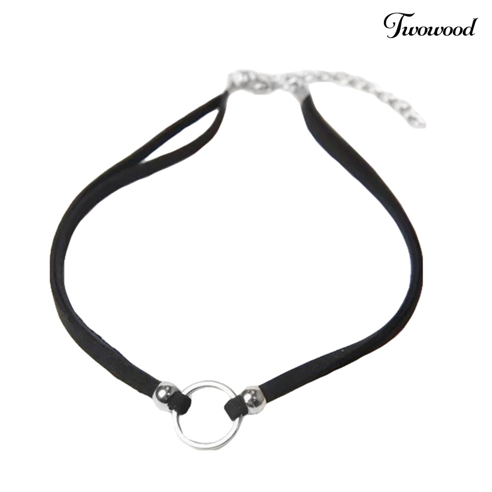 Kalung Choker Bahan Velvet Dengan Liontin Lingkaran Kecil Gaya Gothic Untuk Wanita