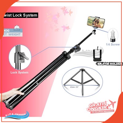 TRIPOD BESI PANJANG bahan besi kuat tripod 3113 untuk kamera atau dudukan hp free clip u