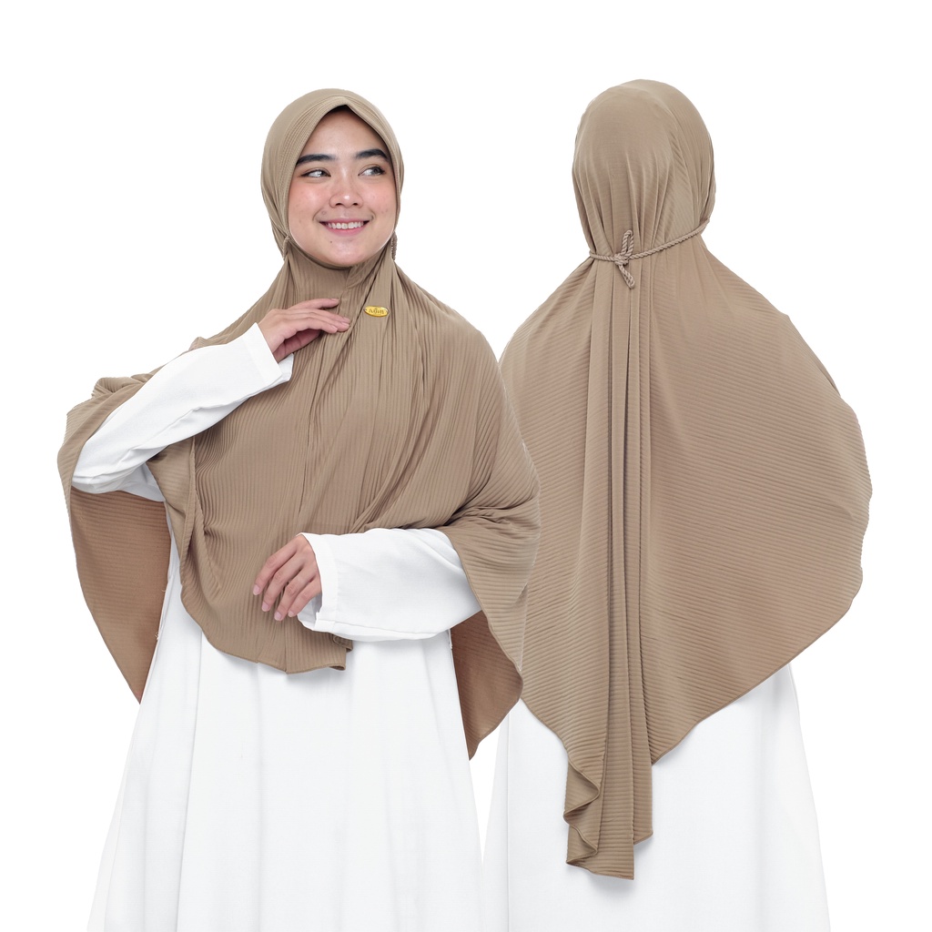 Jilbab Syari Jumbo Khimar Instan Plisket Tali Pet Antem Matt Jersey