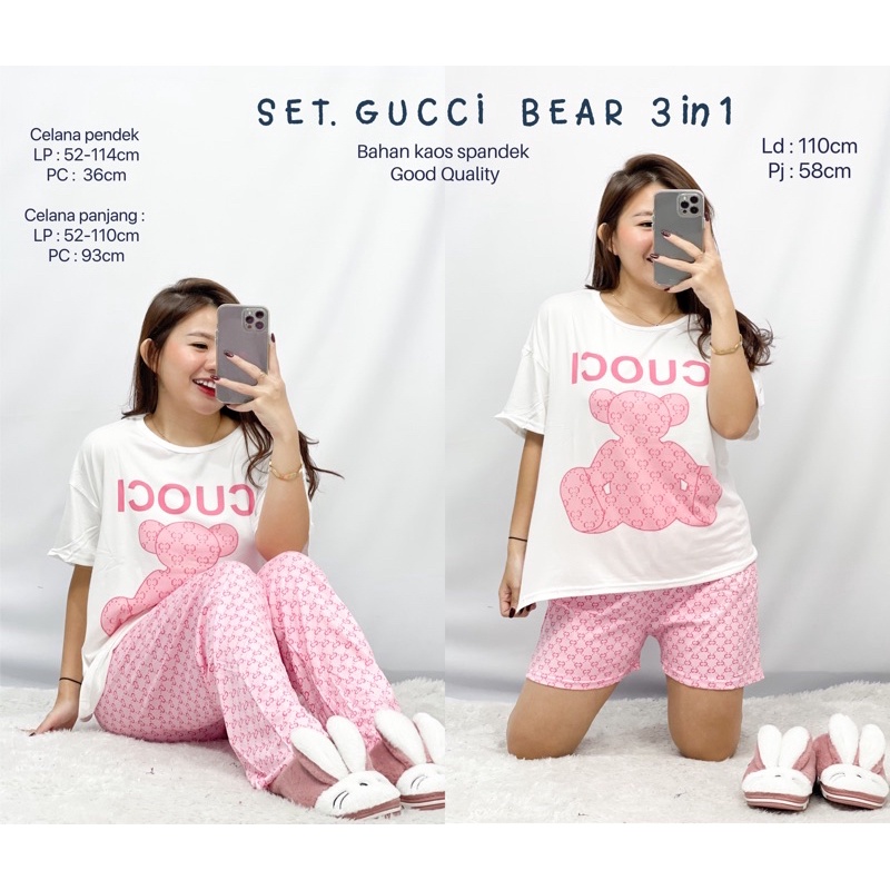 MDLV ~ BAJU TIDUR SET GC BEAR 2IN1(3PCS) BAJU TIDUR IMPORT BEST SELLER PIYAMA IMPORT FASHION IMPORT