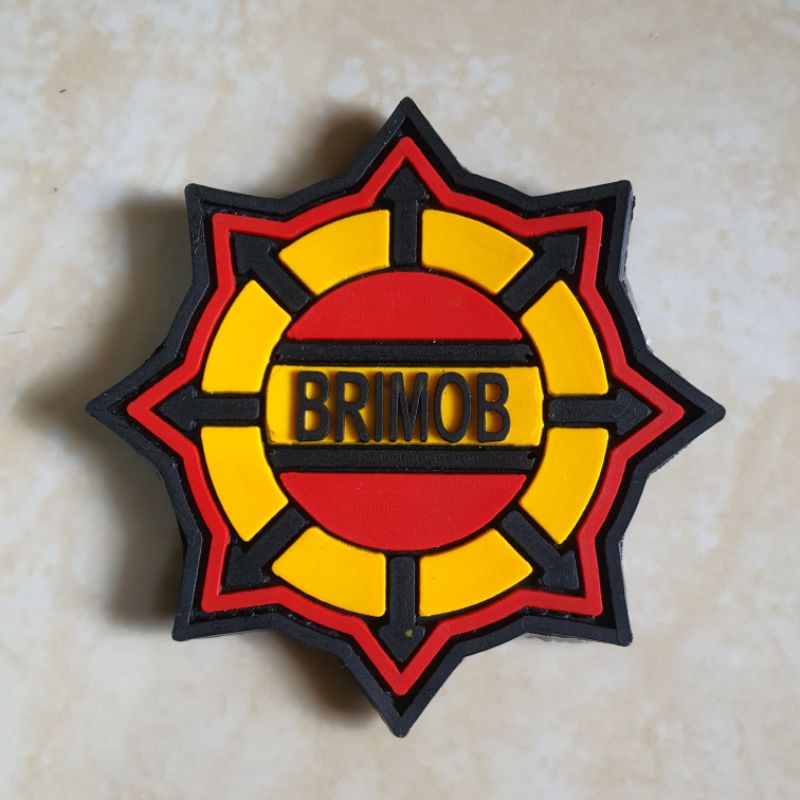 patch rubber logo roda brimob / polisi / polri / police / tempelan emblem karet velcro