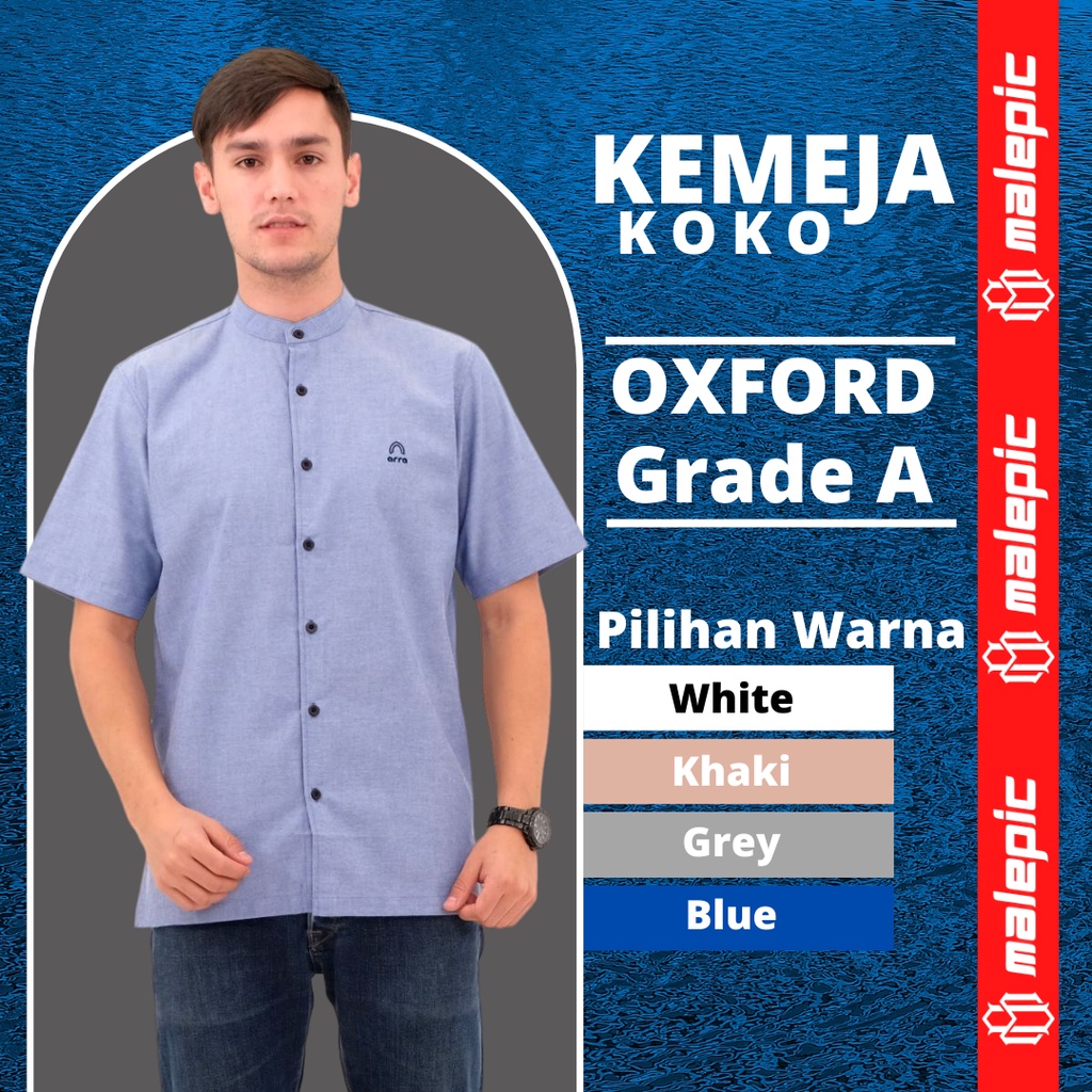 Baju Kemko Kemeja Koko Muslim Pria Dewasa Oxford Ukuran S - XXL