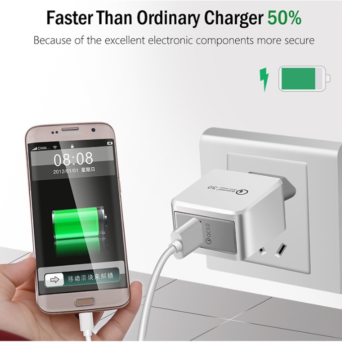 Adapter Power Charger USB QC3.0 Fast Charging 18W Portable Untuk Iphone / Tablet