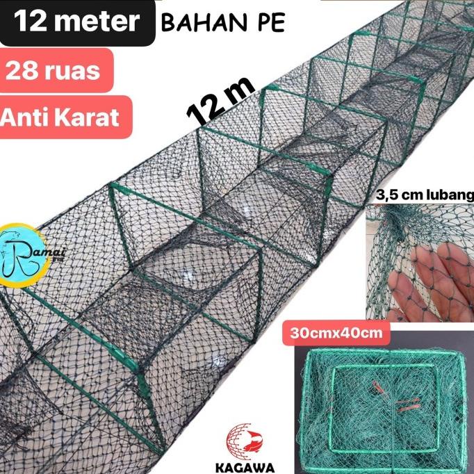 PE BUBU NAGA JARING UDANG PANJANG 12 M ANTI KARAT BAHAN TALI PE 40X30