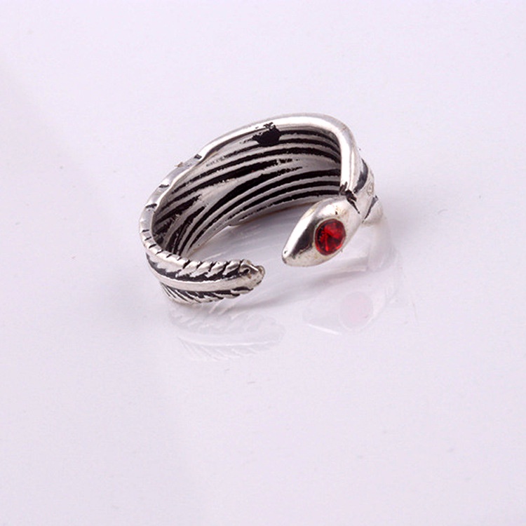 Cincin Model Terbuka Desain Bulu Gaya Korea retro punk Untuk Pria