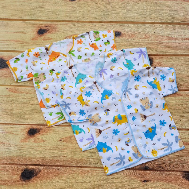 3Potong Baju Bayi Baru Lahir Lengan Pendek Unisek Motif Murah