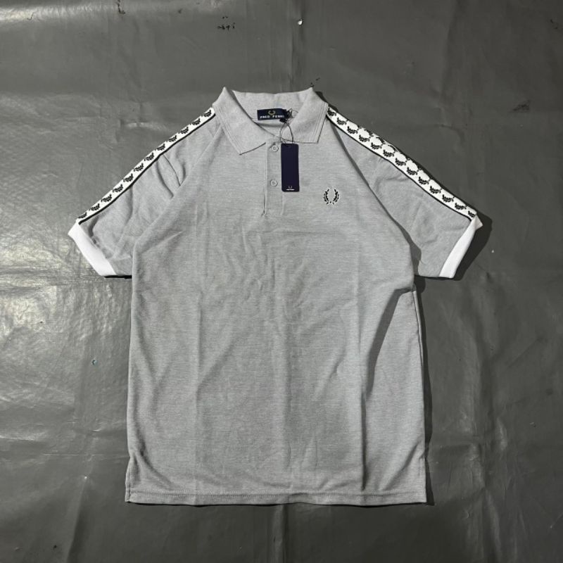 KAOS POLO ABU GREY FULL TAG LABEL CASUAL HYPE FASHION PRIA