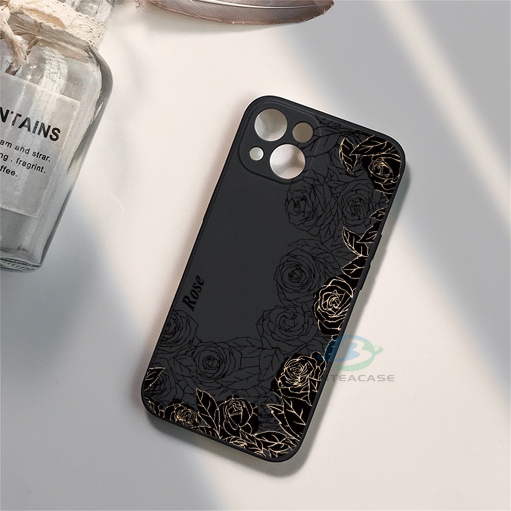 Redmi Note 12 11S 11 Pro Redmi 10C 10A 9C 9T 9A Note10 5G Note 10S Note9 Note8 Note7 Poco M3 Pro X3 Pro NFC Black And White Rose Casing Silikon Lembut Binteacase
