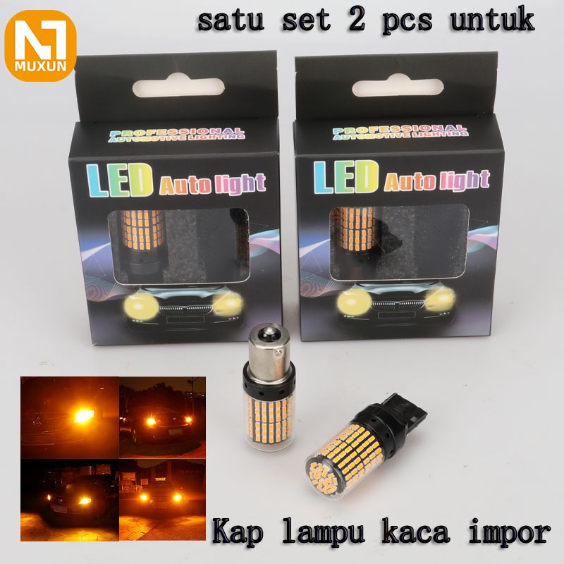 (satu set 2 pcs untuk dijual )Led Sein Sen Mundur Mobil 144 Titik Mata SMD 12-24V 1156 BA15S bau15s 1157 bay15d 7440 t20 led Mobil Motor Bayonet Kaca