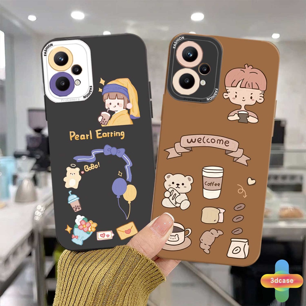 Case Samsung A12 A32 A52 A51 A03S A10S A50 A20S J7 Prime A02S A20 A72 A50S A10 A30S A52S A30 M12 M10 M01S A54 A15 A16 A9 A5 Y12 Y20 A12 Little Bear Coffee Anti-fall Case