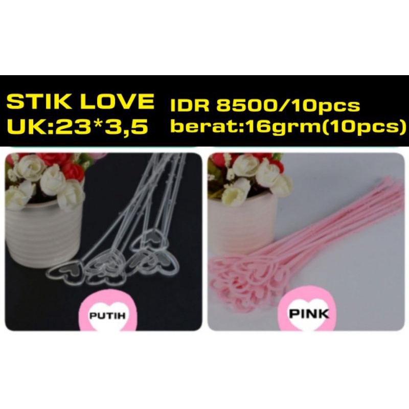 stik buket love 10 pcs/ bahan kerajinan/ bahan buket