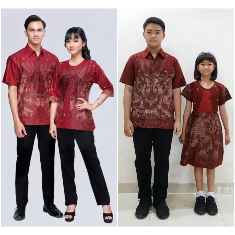 Batik Cauple /Sarimbit  Blus ( Atasan) Laura Merah