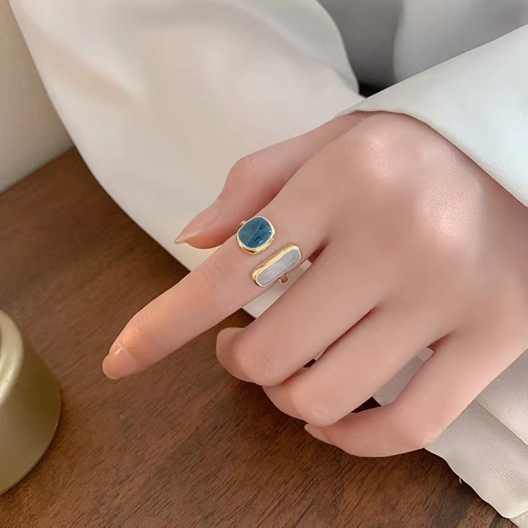 COD Cincin unik Bentuk Geometri Bahan Alloy Hias Berlian Imitasi Untuk Wanita korea