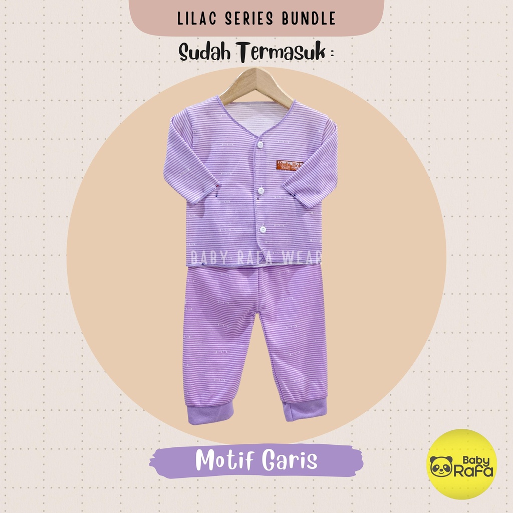 Serian Lilac - 3 Stel Setelan Baju Bayi Tangan Panjang Celana Panjang Bayi Baru Lahir LILAC SERIES SNI Bolo - Bolo