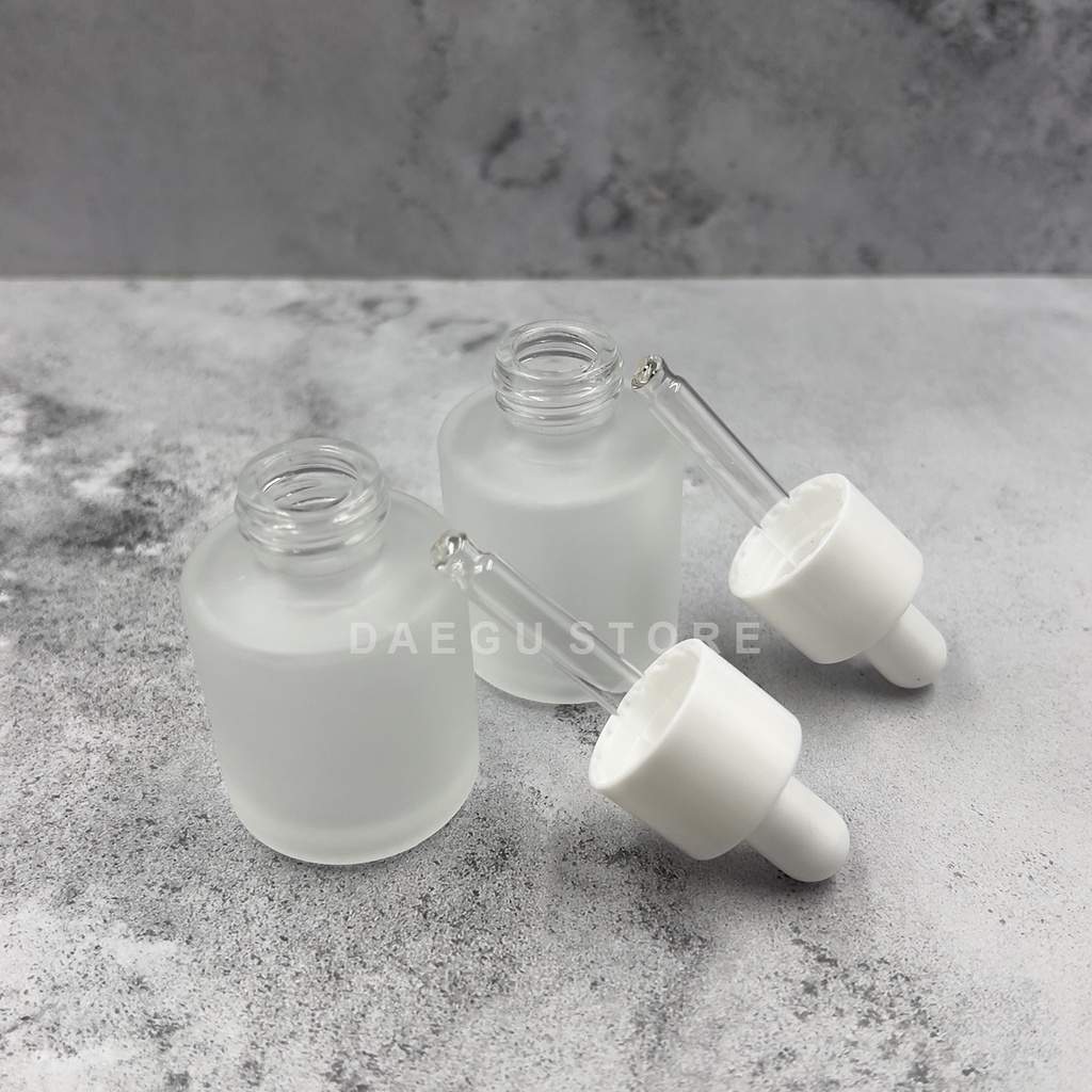 Botol Pipet Kaca 20ml Frosted Doff Bahu Datar Serum Kaca Tebal Dropper