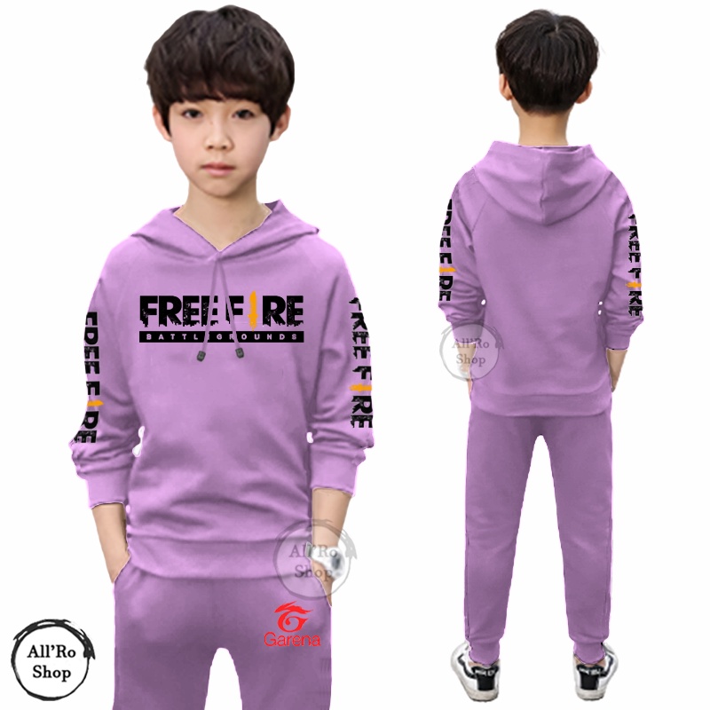 Baju Setelan Anak Remaja ABG UNISEX Stelan Olahraga Senam Bertudung Topi Setelan Hoodie Kupluk Motif FF EP EP FREE FIRE Booyah Usia 1 sampai 16 tahun ARS 54