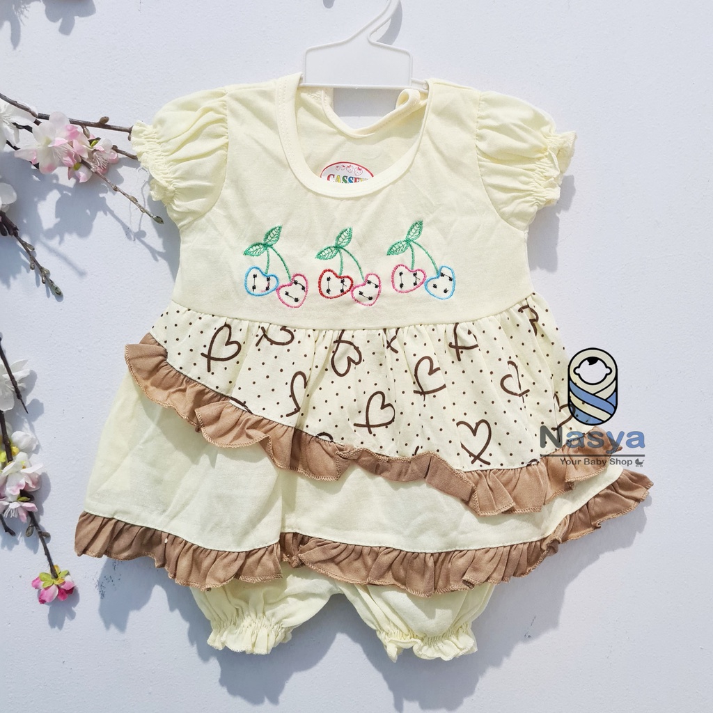 [N-032] Setelan singlet bayi perempuan lucu MURAH seri cokelat- Naomi (3-6month)