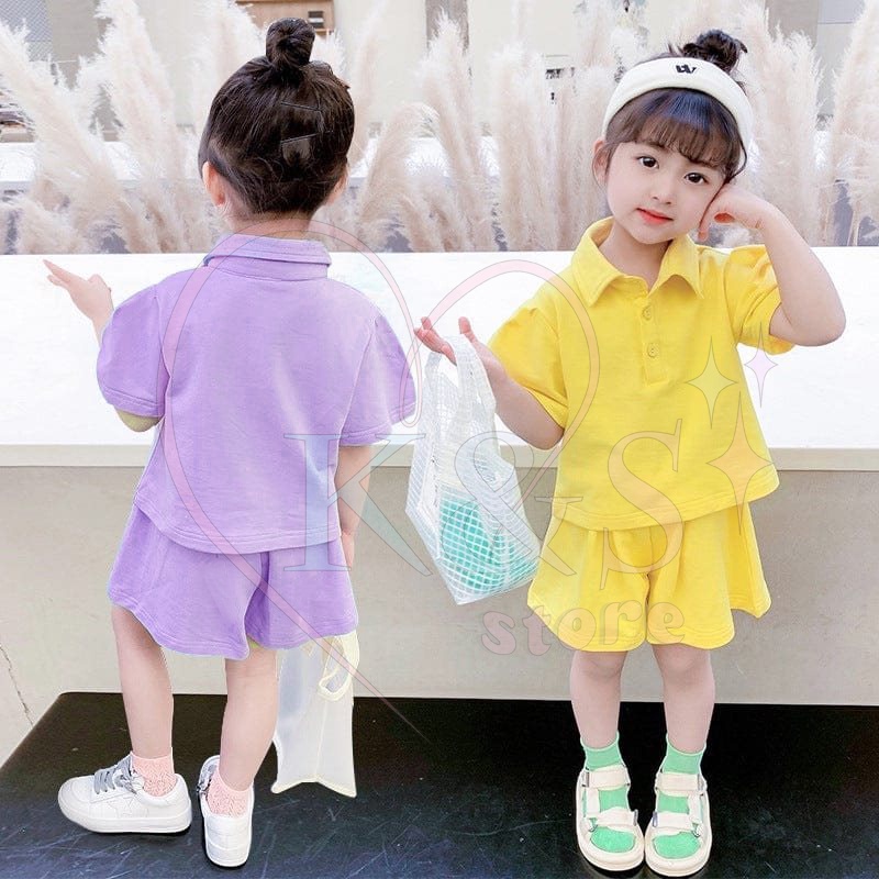 KS Kids - Setelan Celana Pendek Anak Perempuan 1 - 8 Tahun Stelan Anak Cewek Gemoy Oneset Anak Setcel Anak Perempuan