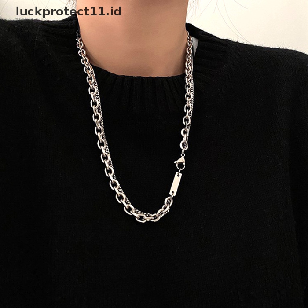 Kalung Rantai Tebal Double Layer Liontin Gaya Punk Hip Hop Vintage
