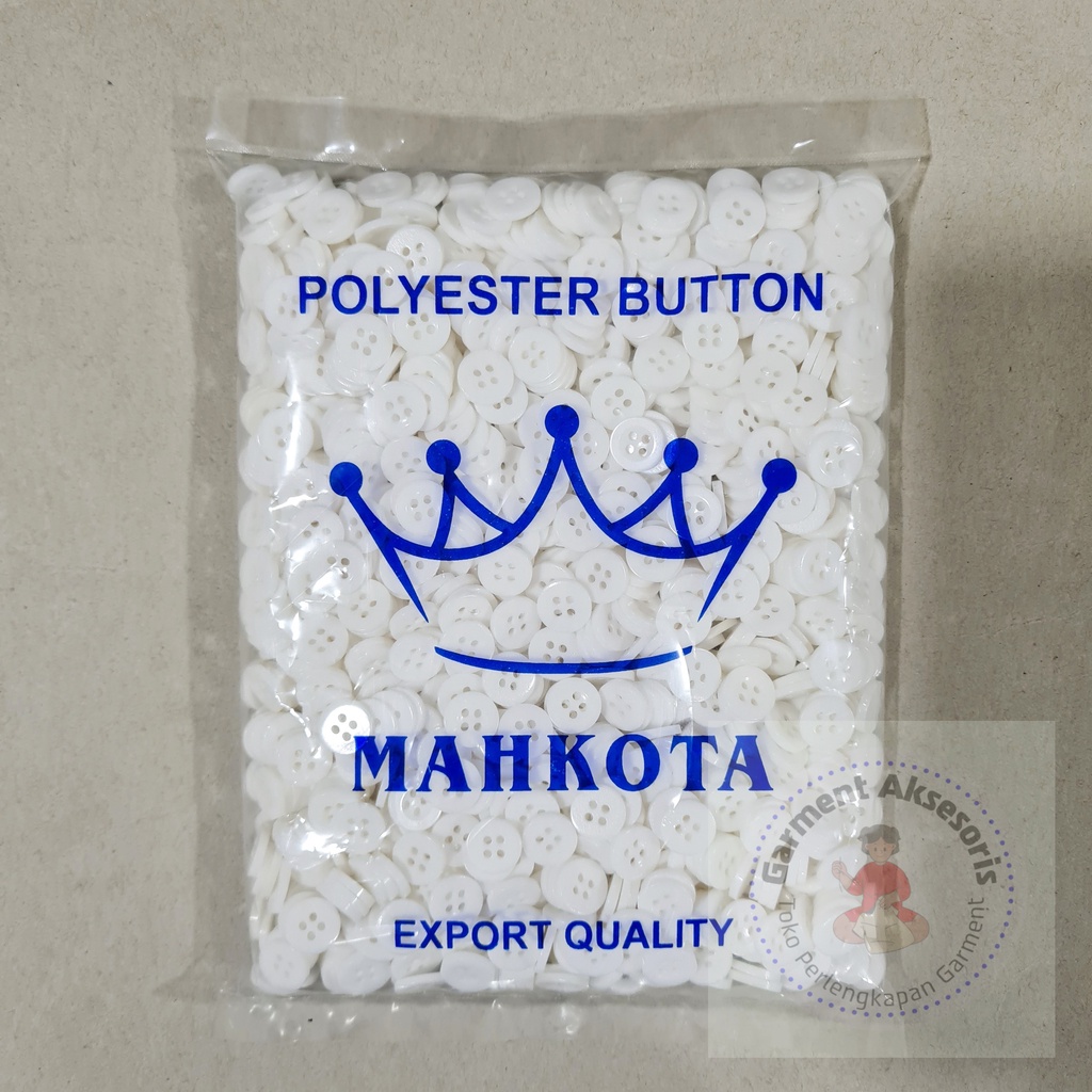 Kancing Kemeja Lubang 2 dan Lubang 4 Ukuran 11.5mm (18L) Merk Mahkota isi 10 gross Kancing Baju Luba