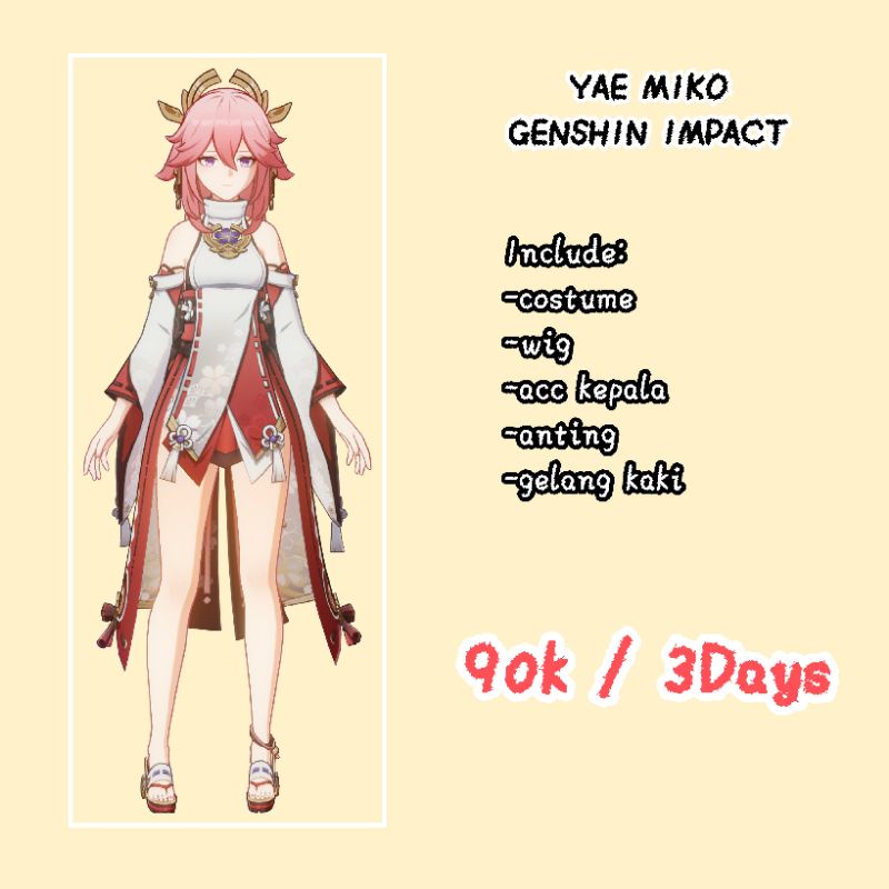 RENTAL COSTUME ANIME / GAME YAE MIKO GENSHIN IMPACT