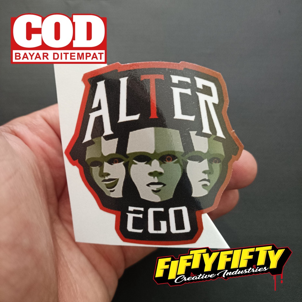 Stiker Print Cut ESPORT ALTER EGO Stiker Printing Laminasi Glossy Stiker Motor Mobil Helm Sudah Membentuk Pola Desain