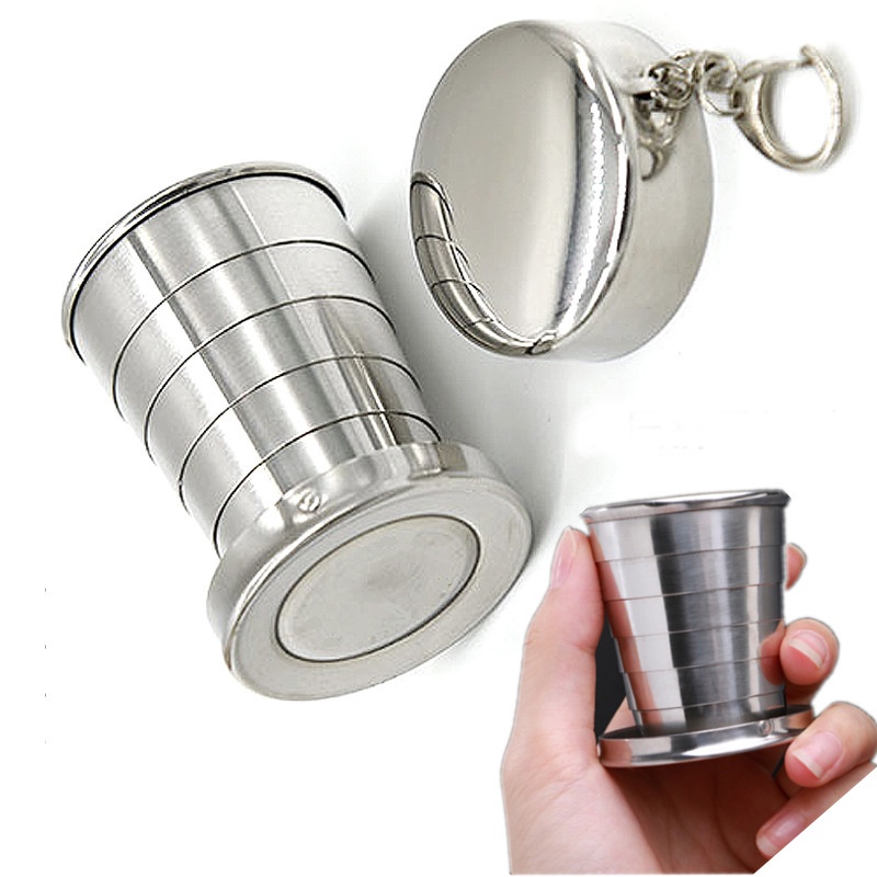 ♚𝐓𝐒 𝟖𝟎𝟖♚Gelas Lipat Stainless Portable Camping Folded Cup Stainless Steel
