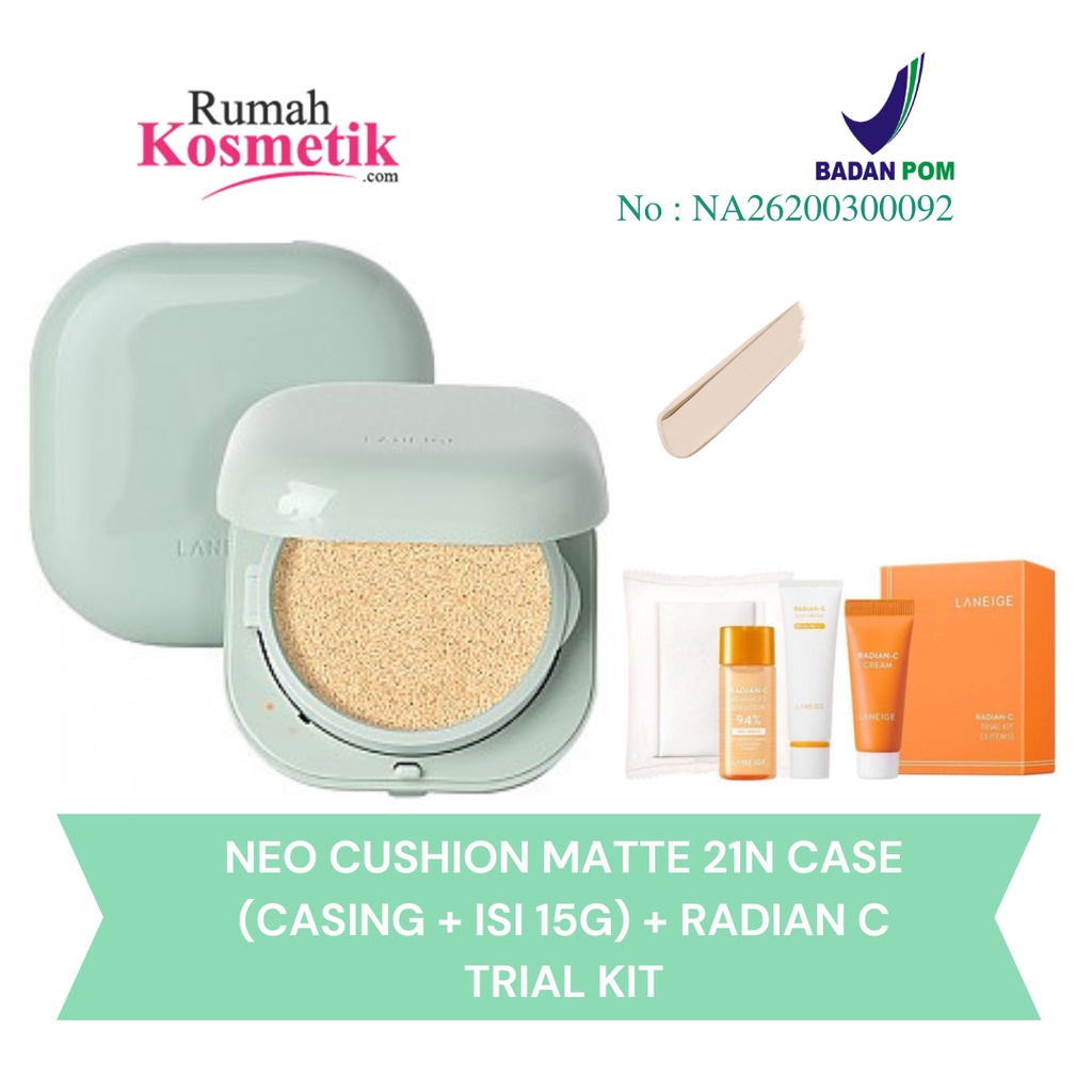 LANEIGE NEO CUSHION MATTE 21N (CASING + ISI 15G) + RADIAN C TRIAL KIT